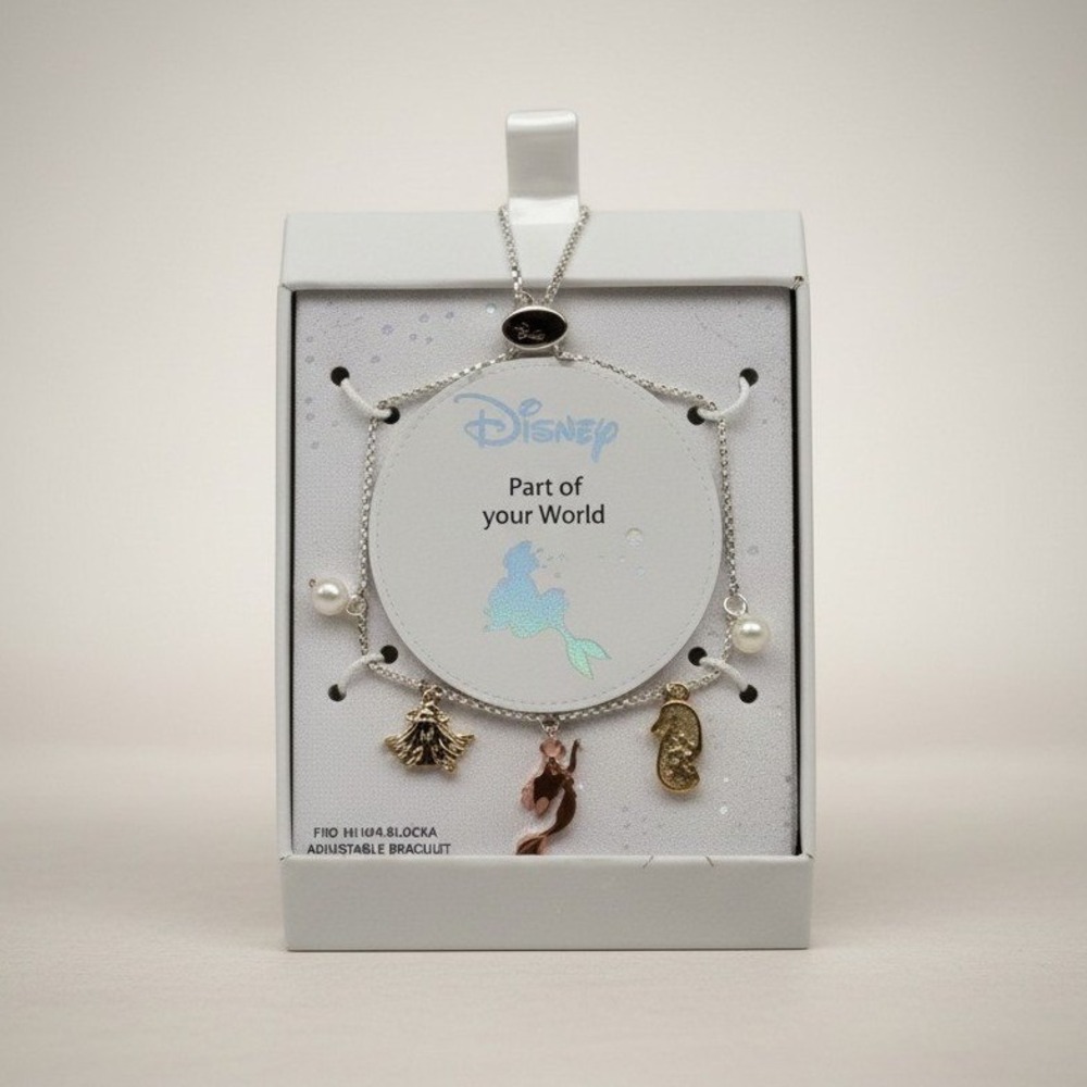 Disney The Little Mermaid Ariel Charm Bracelet - Fine Silver Plated - Brand‎ New